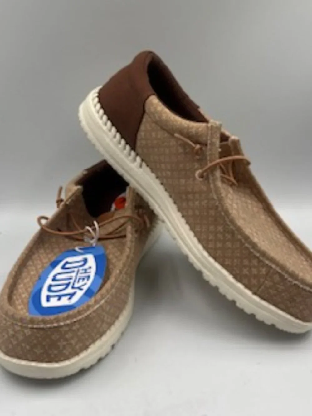 NEW Hey Dude Wally Funk Block Print Slip On Sneakers Men’s 11 Brown NWT